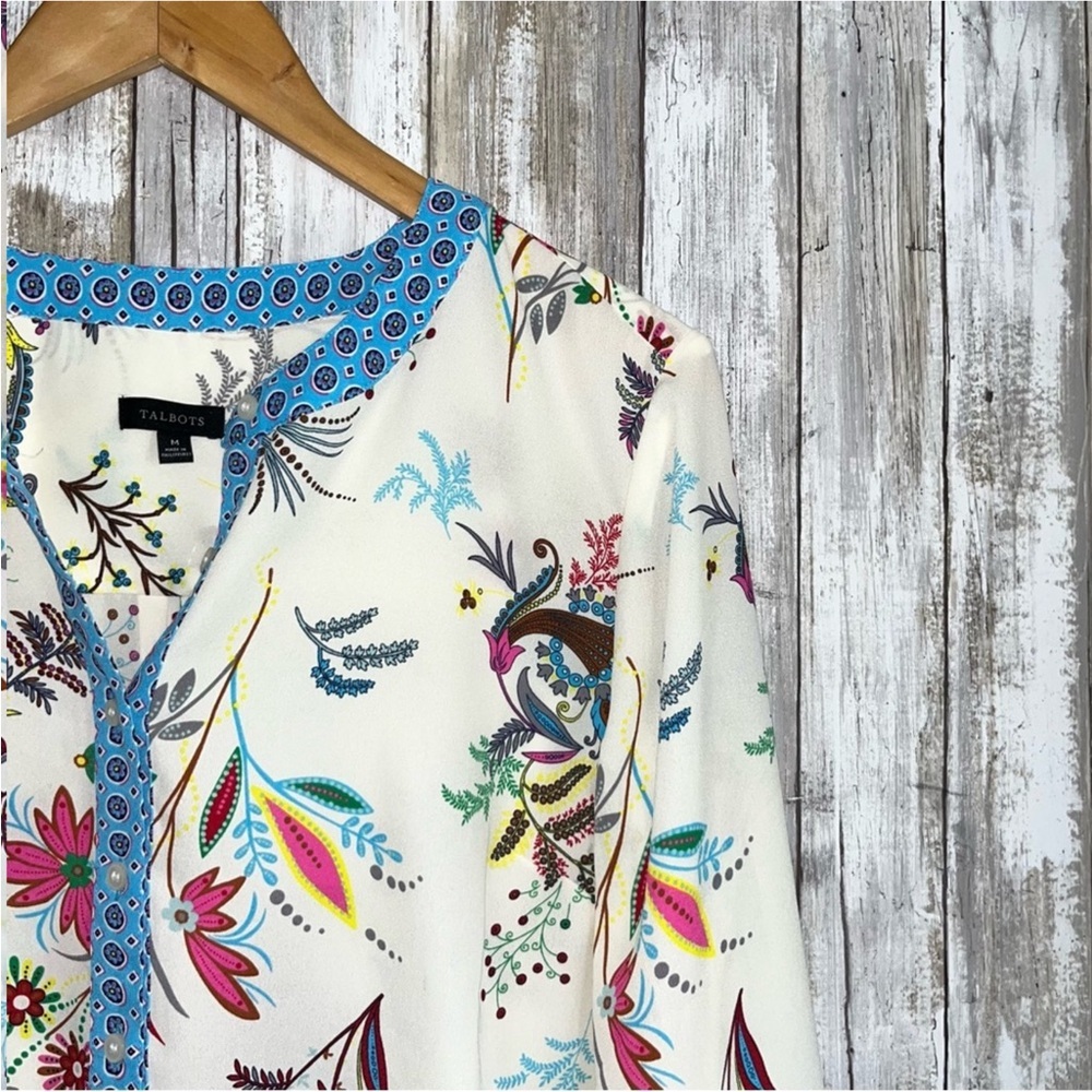 Talbots Dancing Floral Band Collar Popover - Picture 4 of 8